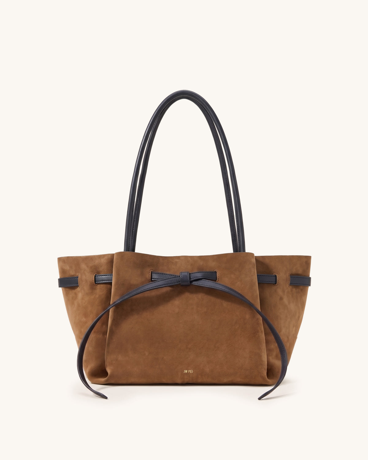 Mabel Faux Suede Bow Detail Tote Bag - Camel