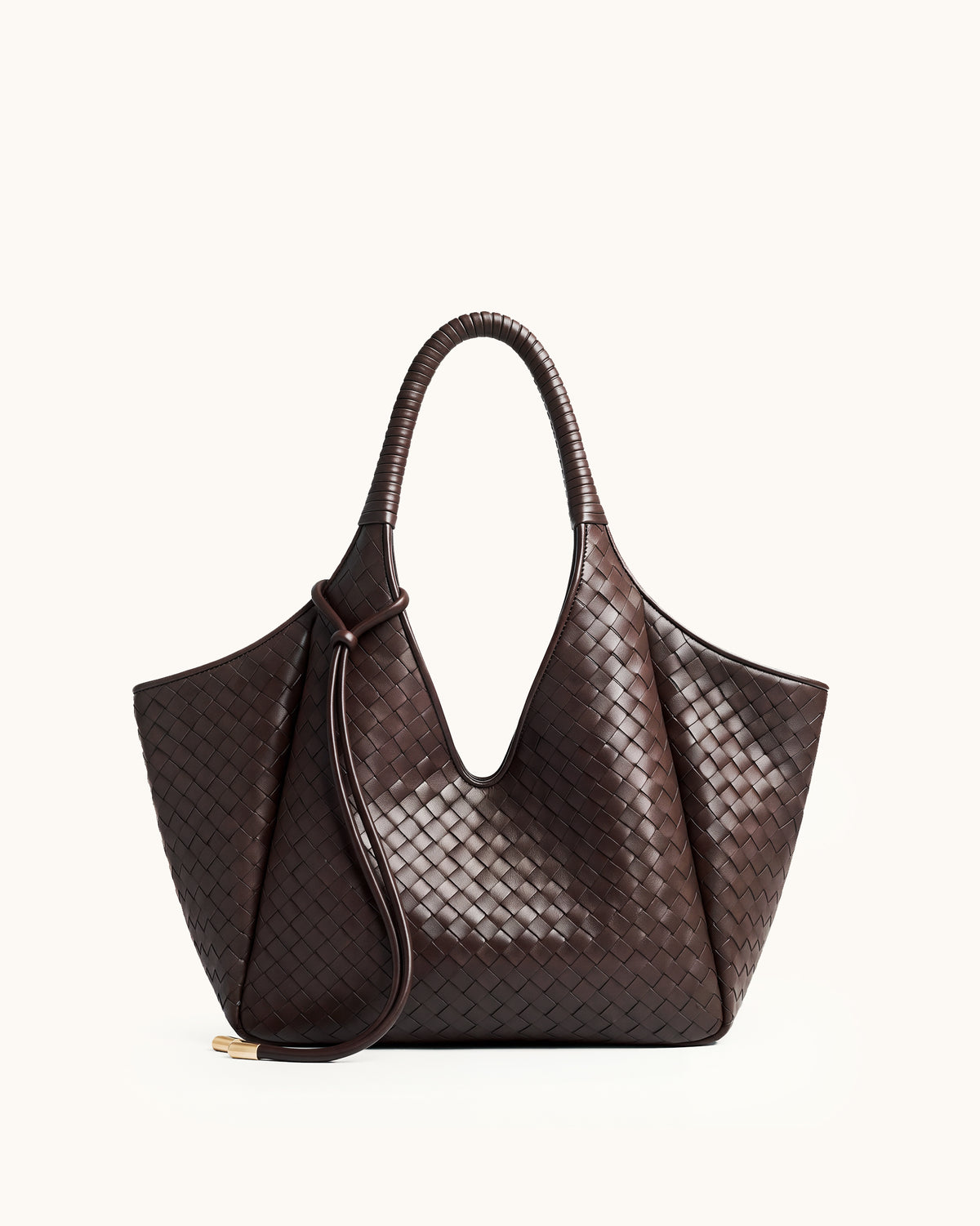 Lorena Woven Shoulder Tote Bag - Dark Brown