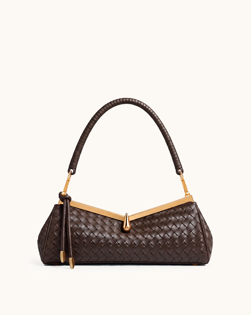 Nerina Woven Shoulder Bag - Brown