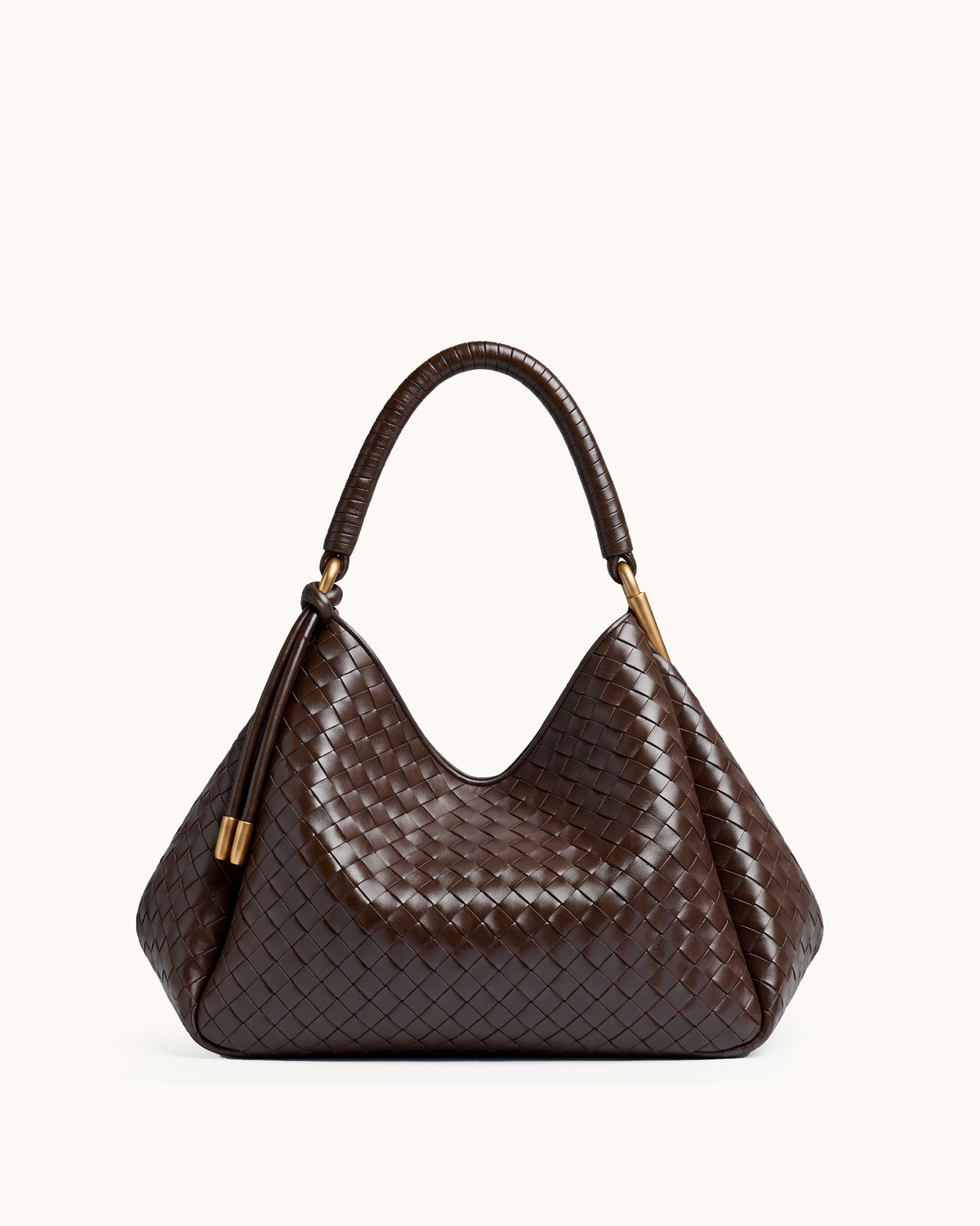 Lorena Woven Slouchy Shoulder Bag - Dark Brown
