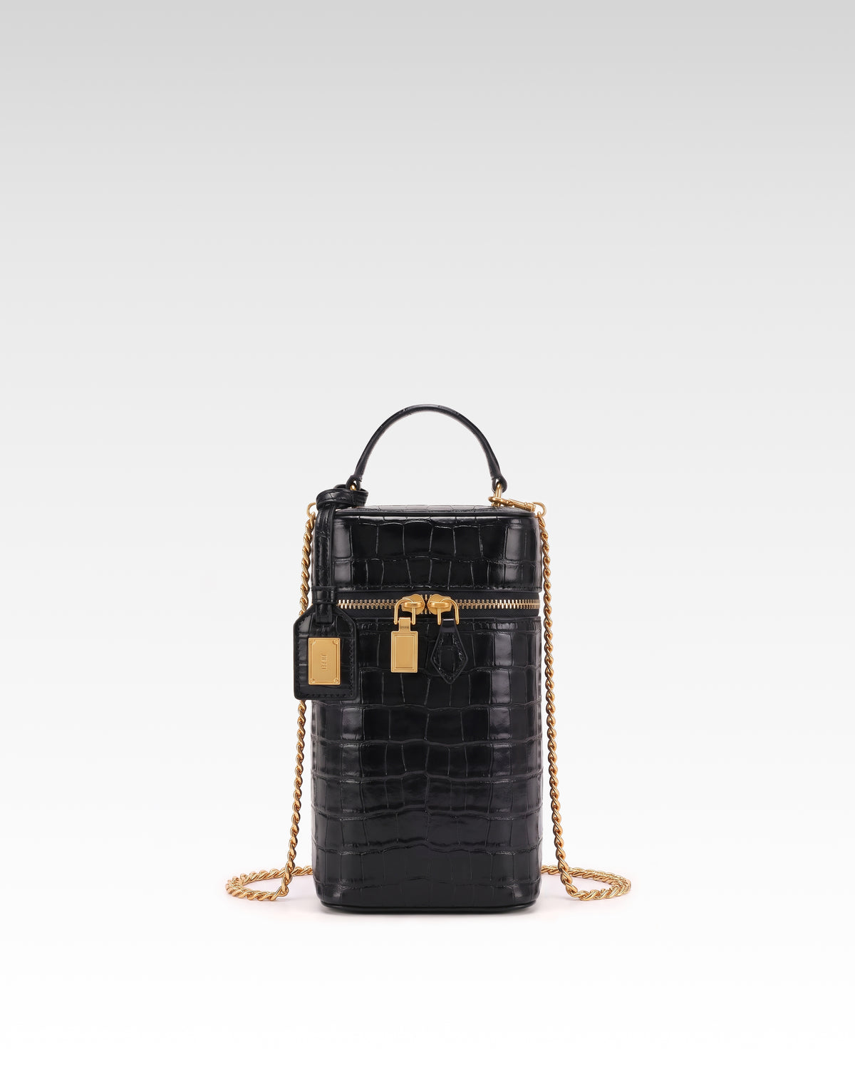 Cleo Croc Box Bag - Black