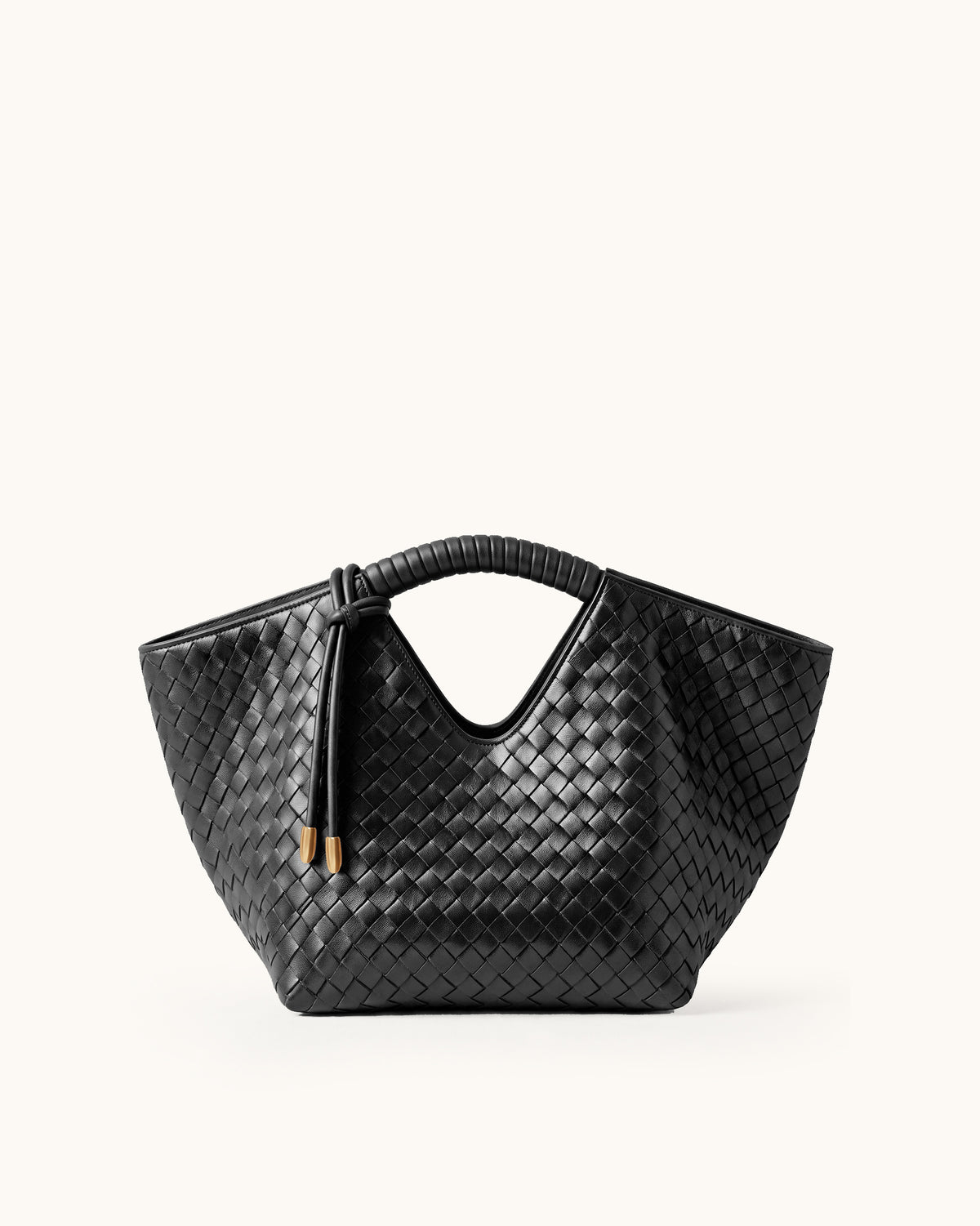 Lorena Woven Top Handle Tote Bag - Black