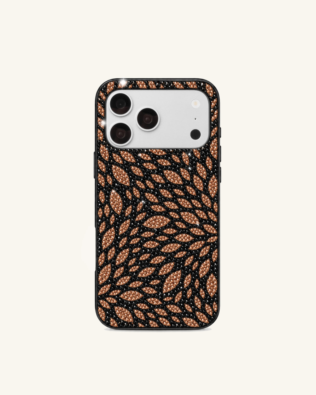 Artificial Crystal Leaf Pattern Phone Case – Brown