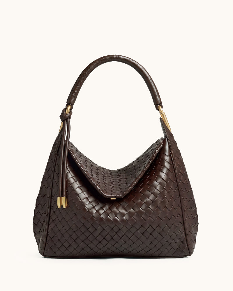 Lorena Woven Hobo Bag - Brown