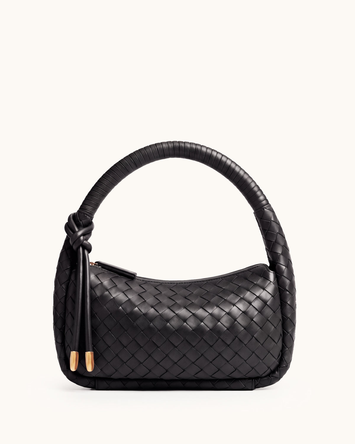 Lorena Woven Zip Shoulder Bag - Black