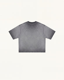 Triple Dachshund Embroidered Boxy Tee - Washed Grey