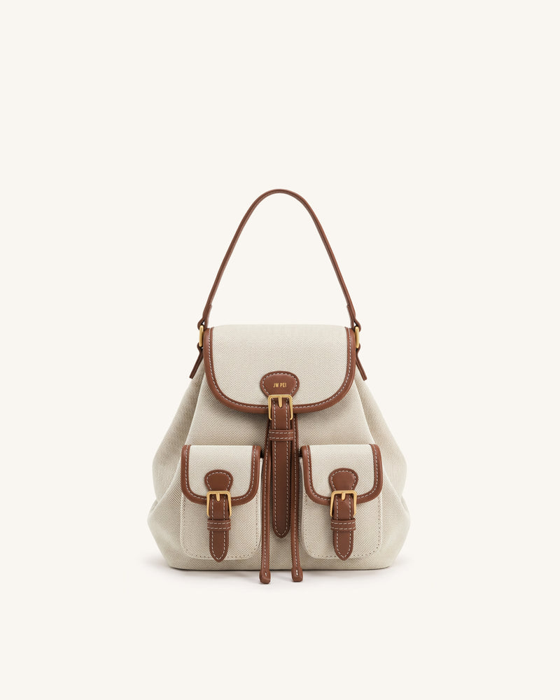 Harper Buckle Pocket Backpack - Brown Canvas