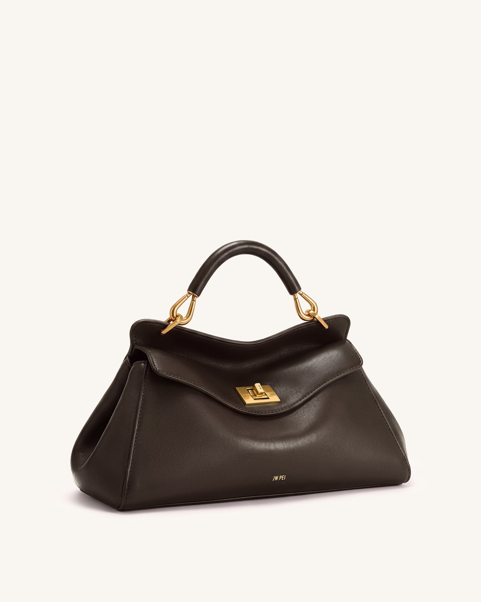 Lucia Elongated Top Handle Bag - Dark Brown
