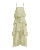Orchid Embroidered Layered Maxi Dress - Light Green