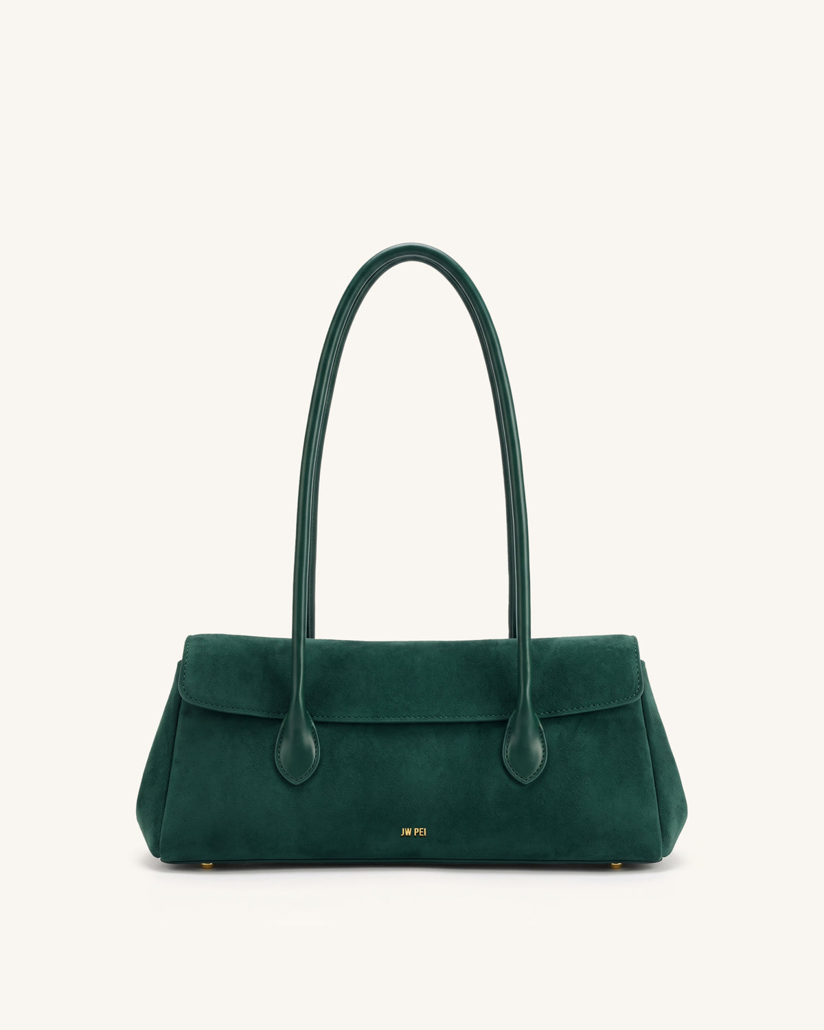Solenne Faux Suede East-West Shoulder Bag - Dark Green