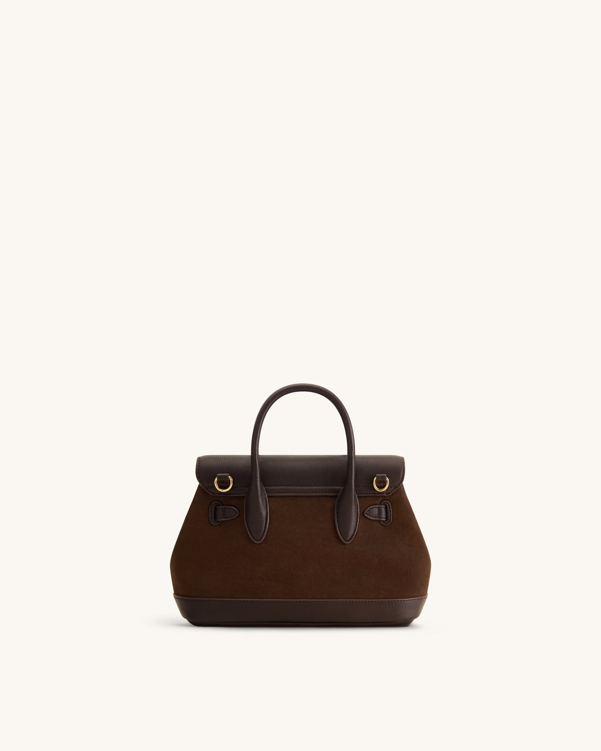 Alina Belted Satchel Bag - Dark Brown Canvas