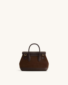 Alina Belted Satchel Bag - Dark Brown Canvas