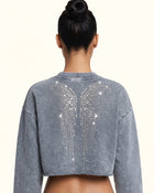 Angelic Dripping Crystal Wings Sweatshirt - Ash Cloud