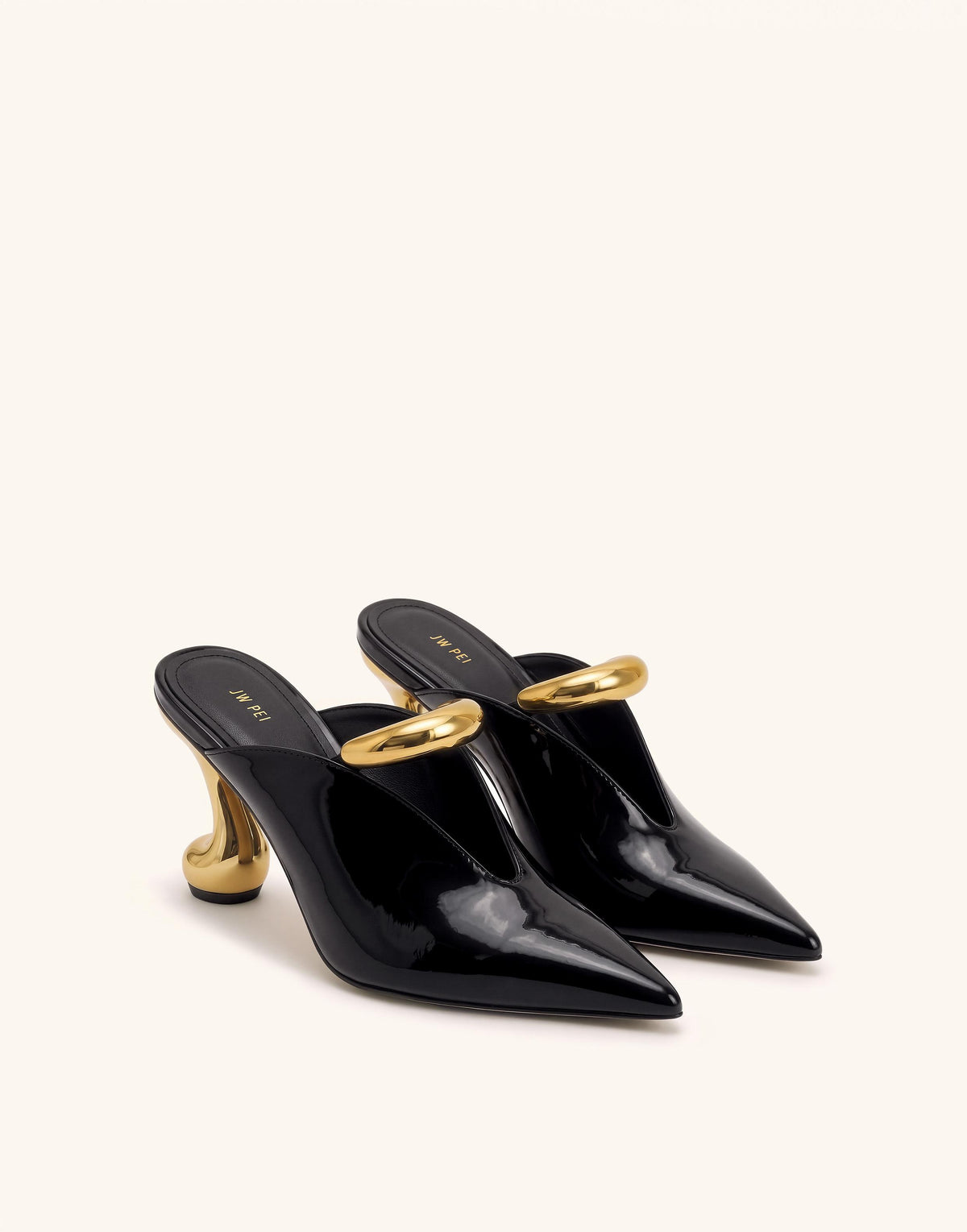Helena Pierced Pointed-Toe Mules - Black