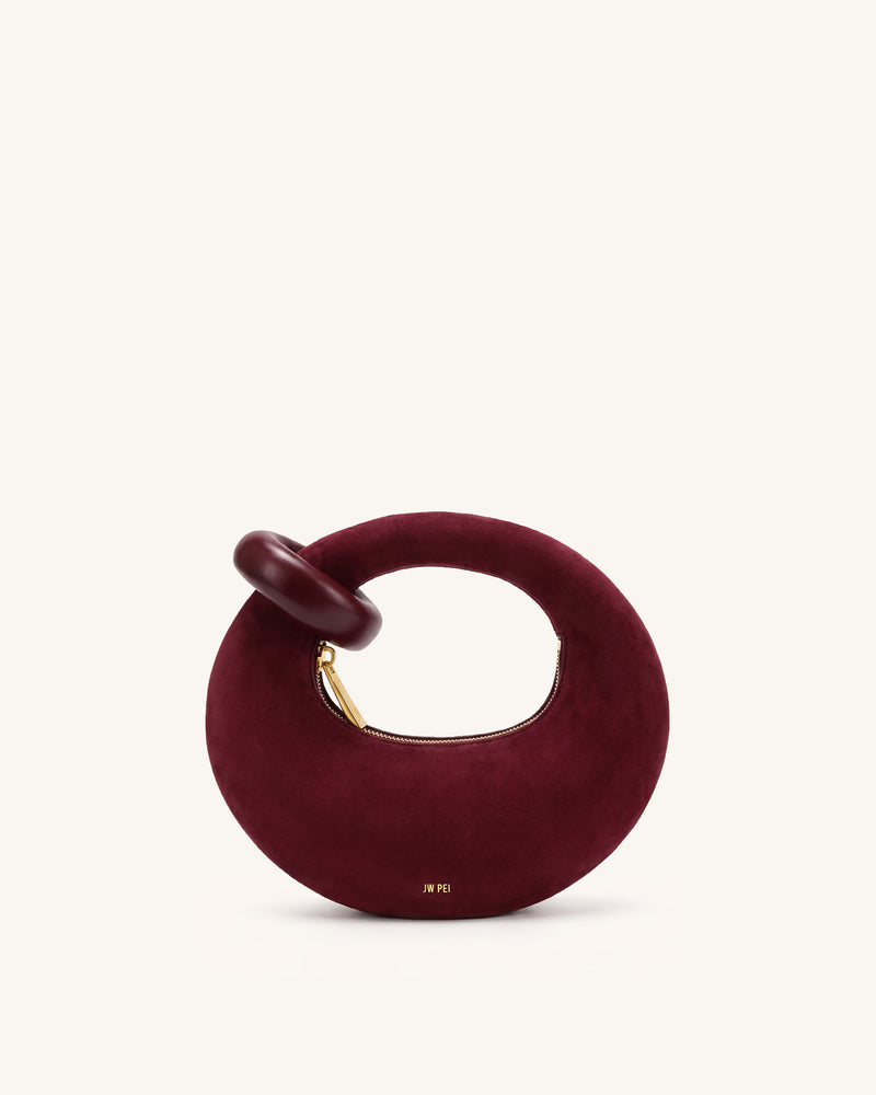Abacus Faux Suede Mini Top Handle Bag - Burgundy