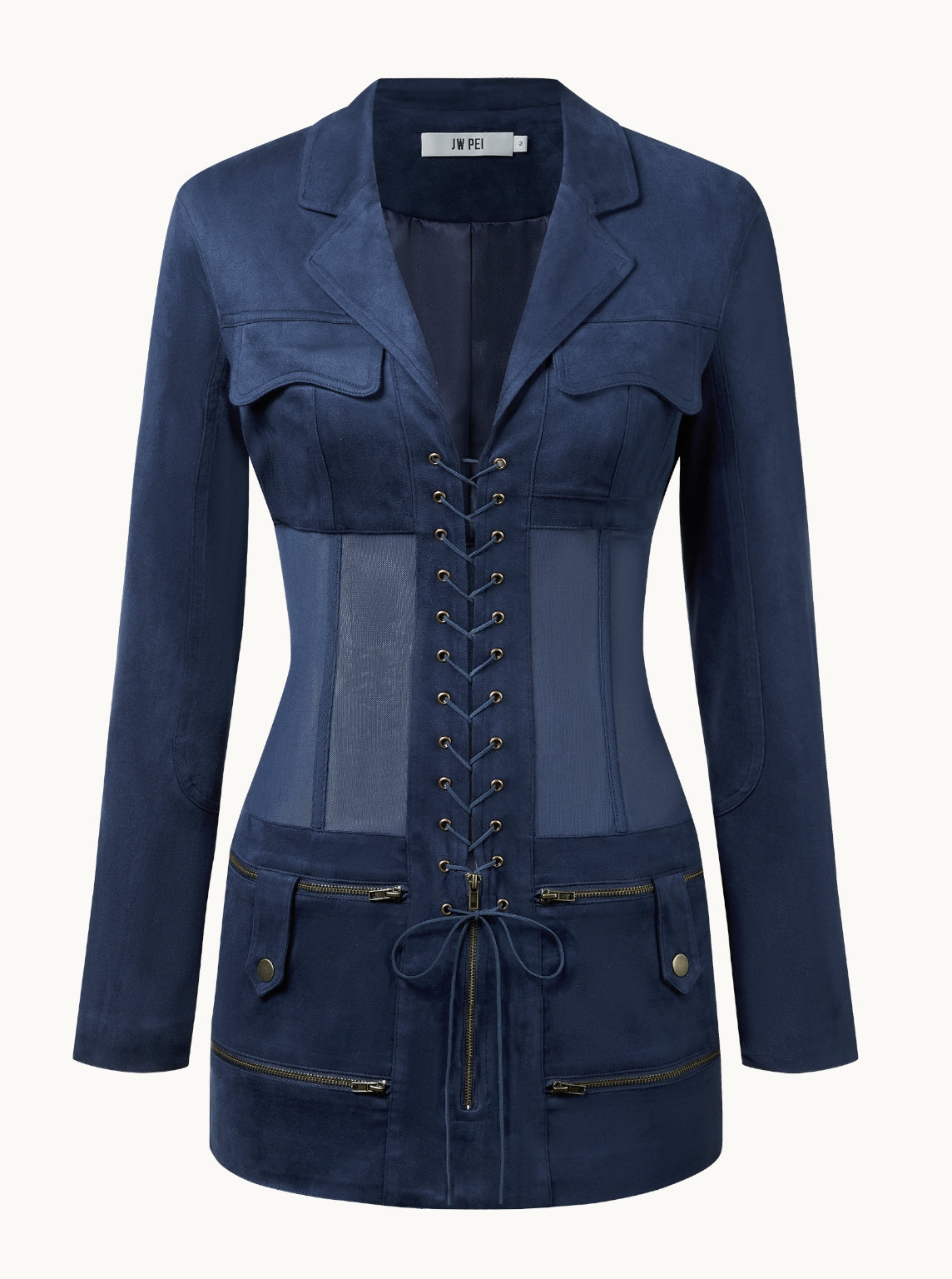 Faux Suede Corset Jacket Mini Dress - Dark Blue | JW PEI Faux Suede Corset Jacket Mini Dress - Dark Blue | JW PEI
