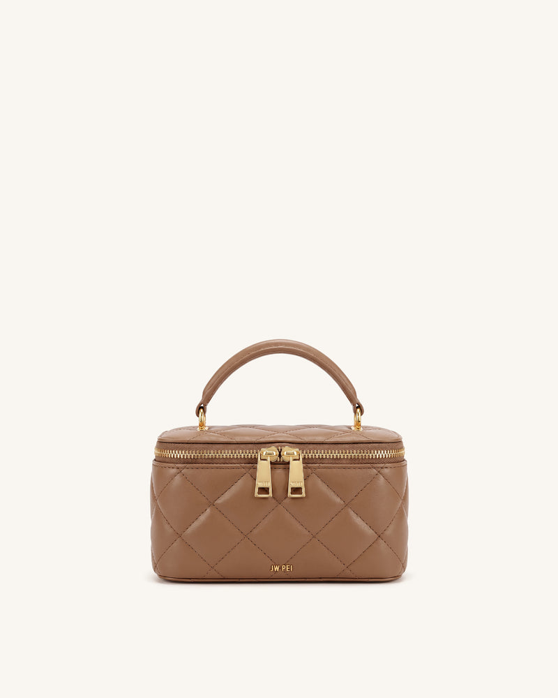 Vivienne Quilted Vanity Top Handle Bag - Mocha Brown