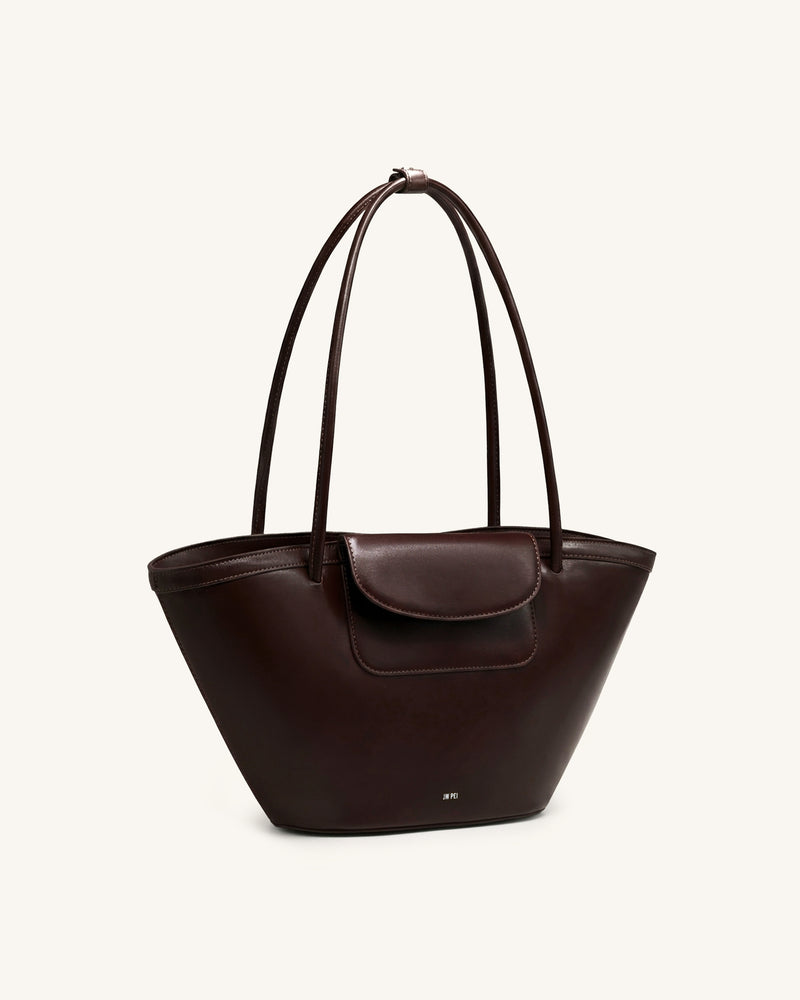 Corinne Pocket Tote Bag - Dark Brown