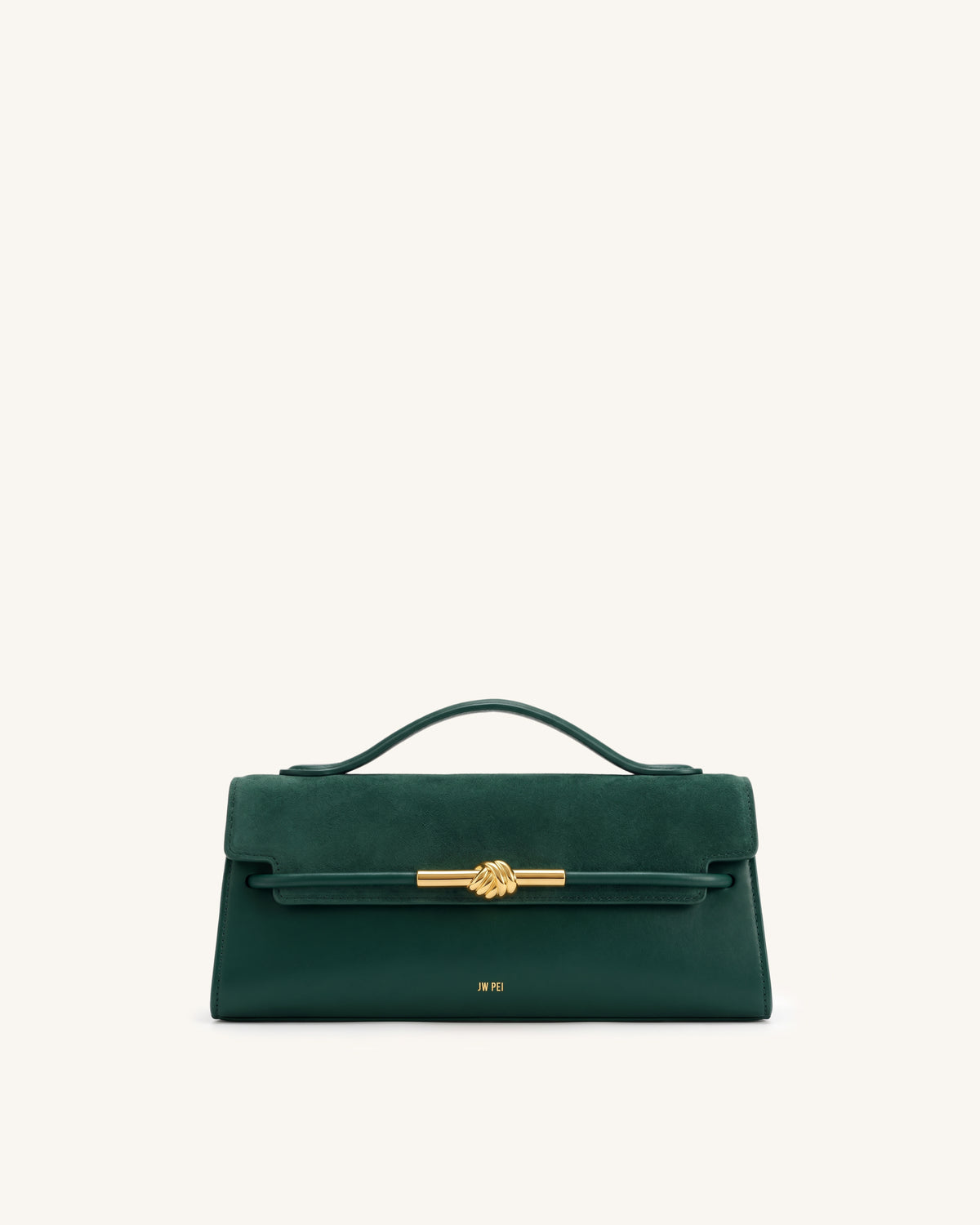 Lena Faux Suede Metal Rope Knot Top Handle Bag - Forest Green