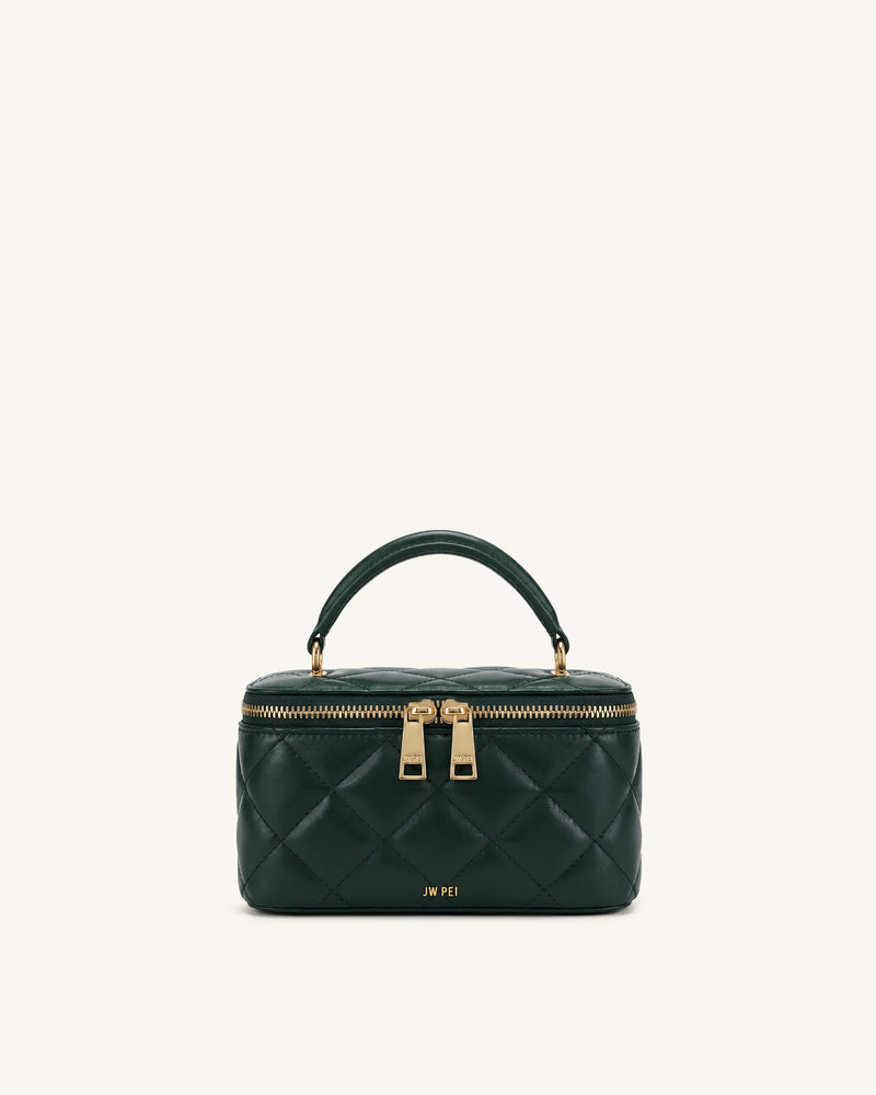 Vivienne Quilted Vanity Top Handle Bag - Dark Ink Green