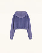 Rhinestone Rose Acid Washed Pullover Hoodie - Acid Purple