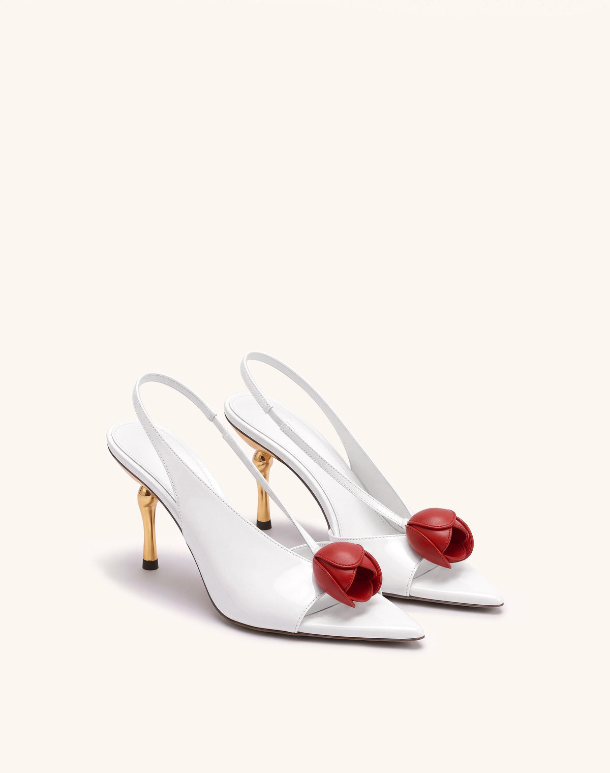 Amara 3D Tulip Slingback Heels - White