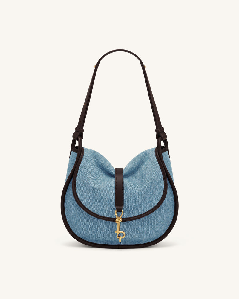 Arla Small Hobo Bag - Light Blue Denim