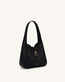 Bruna Pebbled Hobo Bag - Black