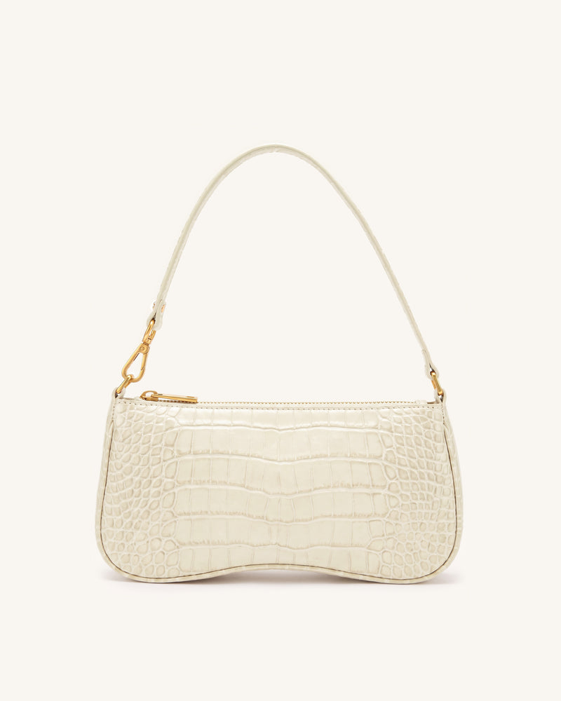 Eva Shoulder Handbag - Off White Croc