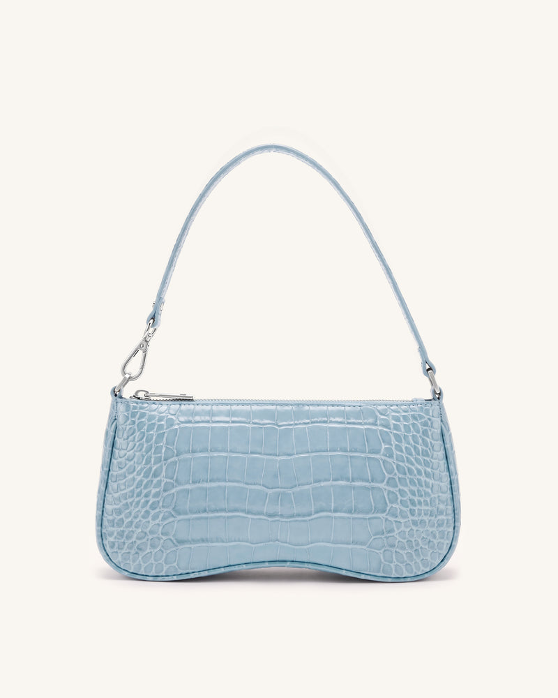 Eva Shoulder Handbag - Light Blue Croc
