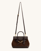 Alina Belted Satchel Bag - Dark Brown Canvas