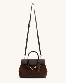 Alina Belted Satchel Bag - Dark Brown Canvas