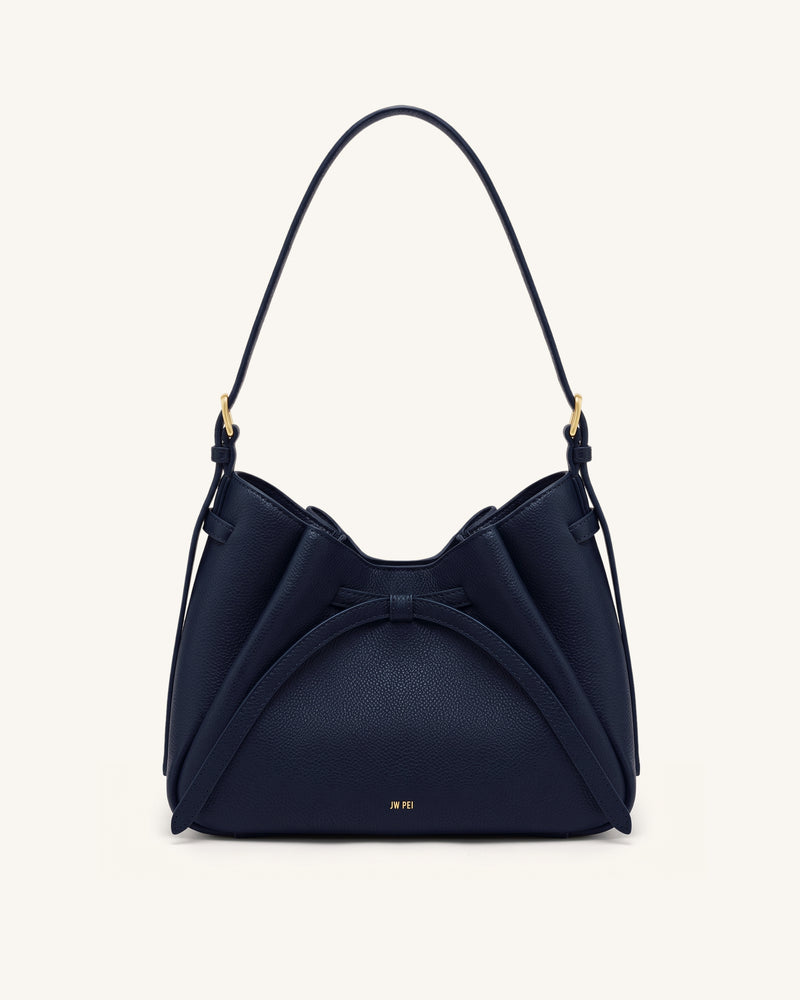 Mabel Soft Bow Shoulder Bag - Dark Blue