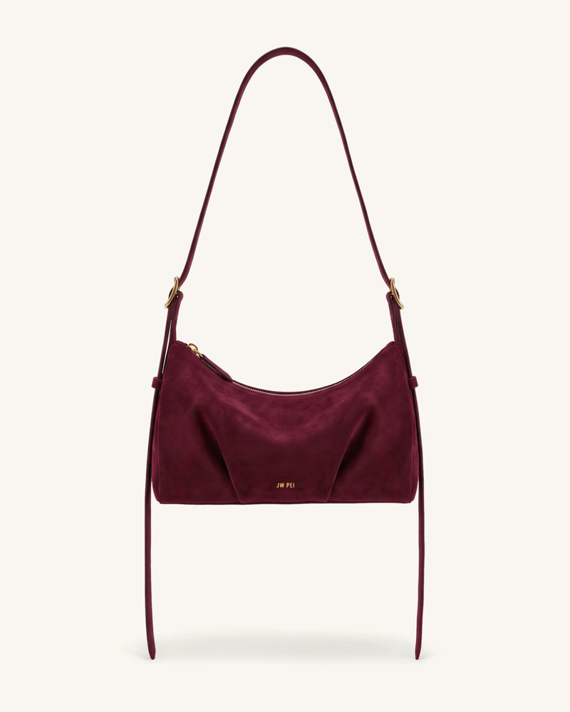 Loriette Faux Suede Crossbody Bag - Burgundy