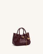 Maeve Dachshund Charm Mini Satchel Bag - Burgundy Croc