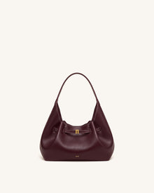 Maeve Dachshund Charm Slouchy Hobo Bag - Deep Burgundy