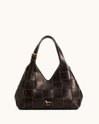 Nadine Woven Flared Shoulder Bag - Dark Brown