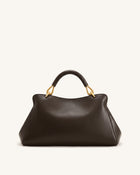 Lucia Elongated Top Handle Bag - Dark Brown