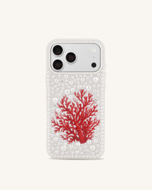 Red Coral Pearl Phone Case - White