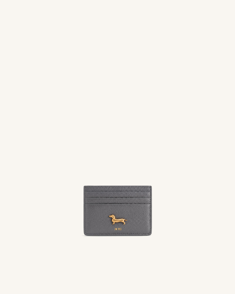 Maeve Dachshund Metal Emblem Card Holder - Charcoal Gray