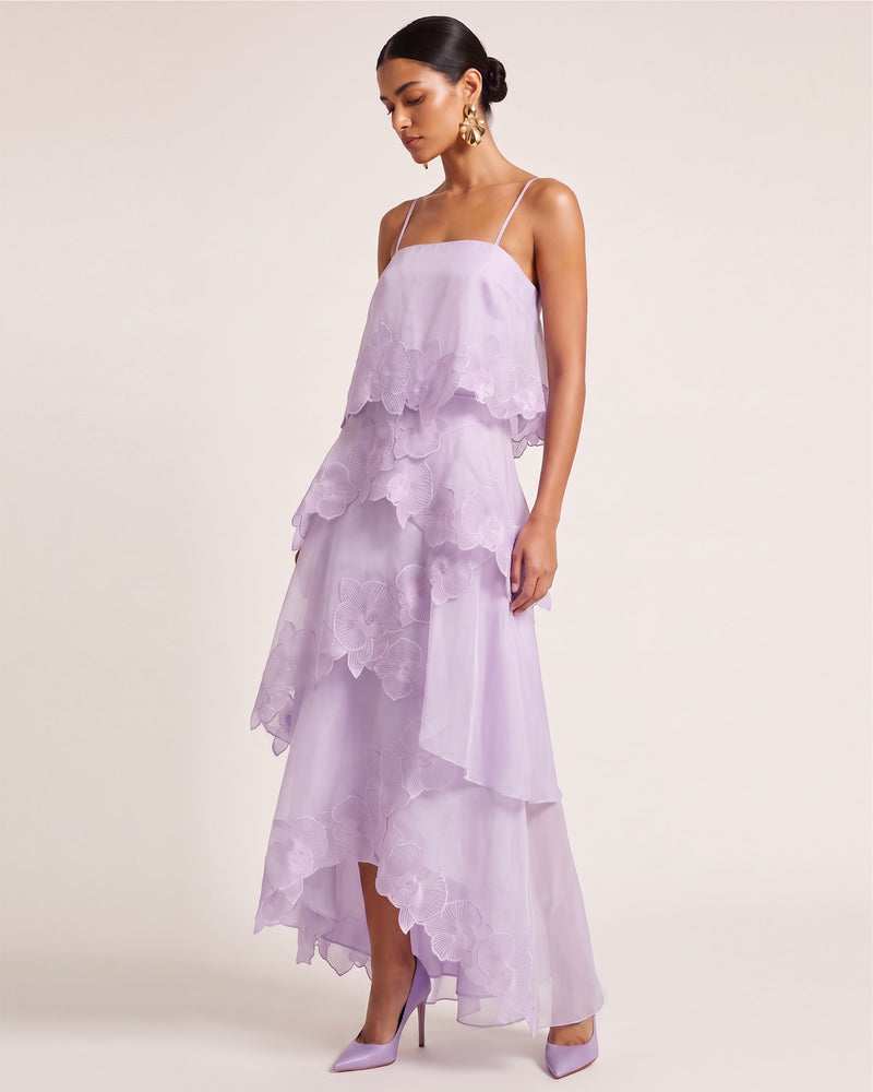 Orchid Embroidered Layered Maxi Dress - Light Purple