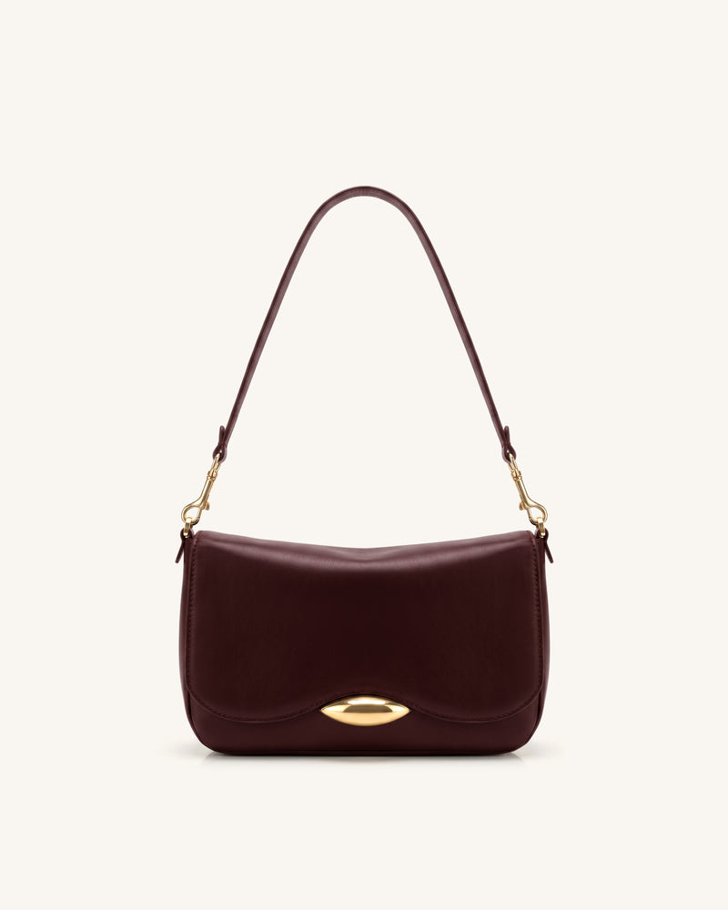 Sofia Classic Flap Shoulder Bag - Dark Burgundy