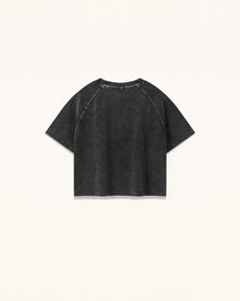 Distressed Raglan Cropped Tee - Faded Obsidian