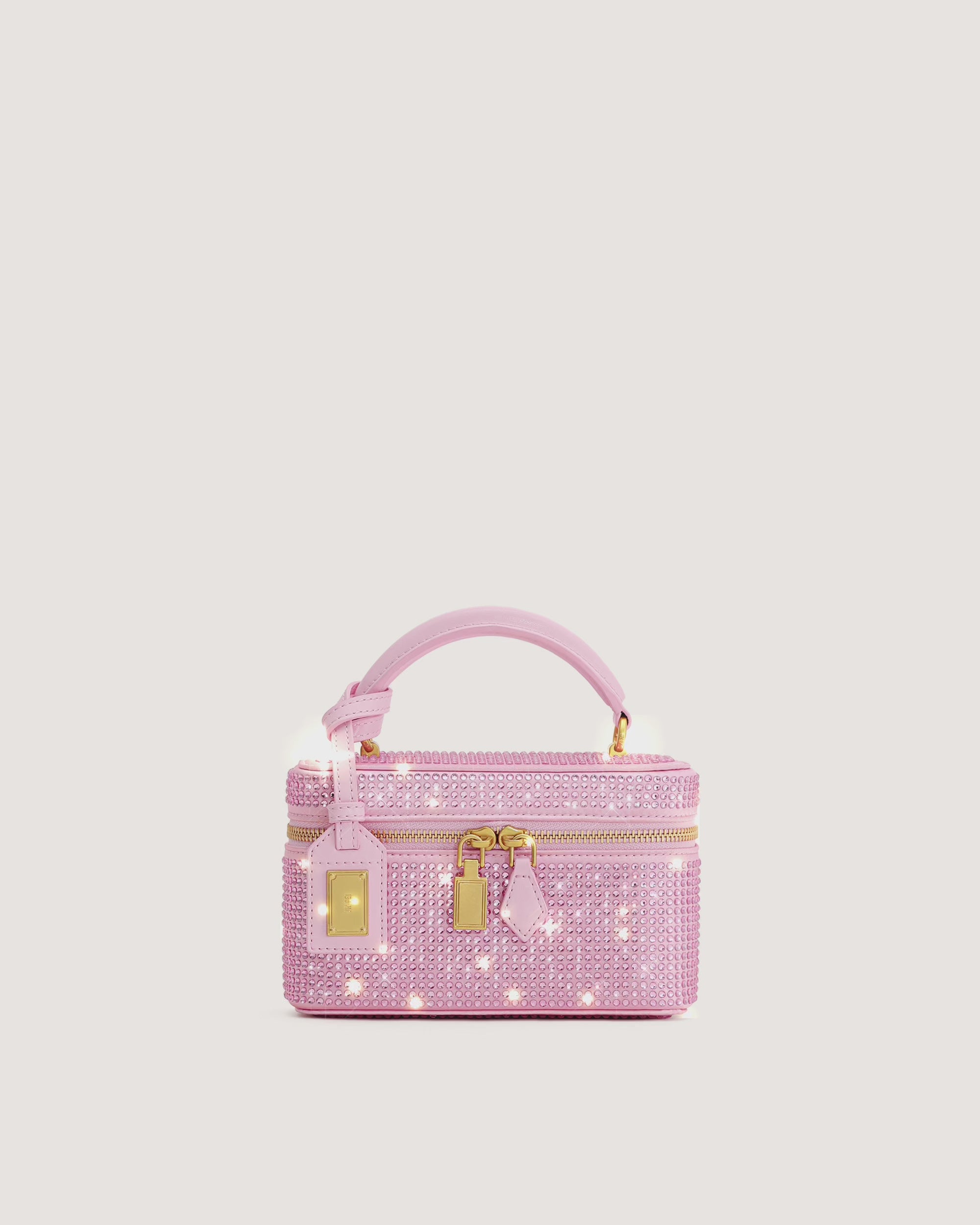 Cleo Artificial Crystal Box Shape Top Handle Bag - Pink | JW PEI