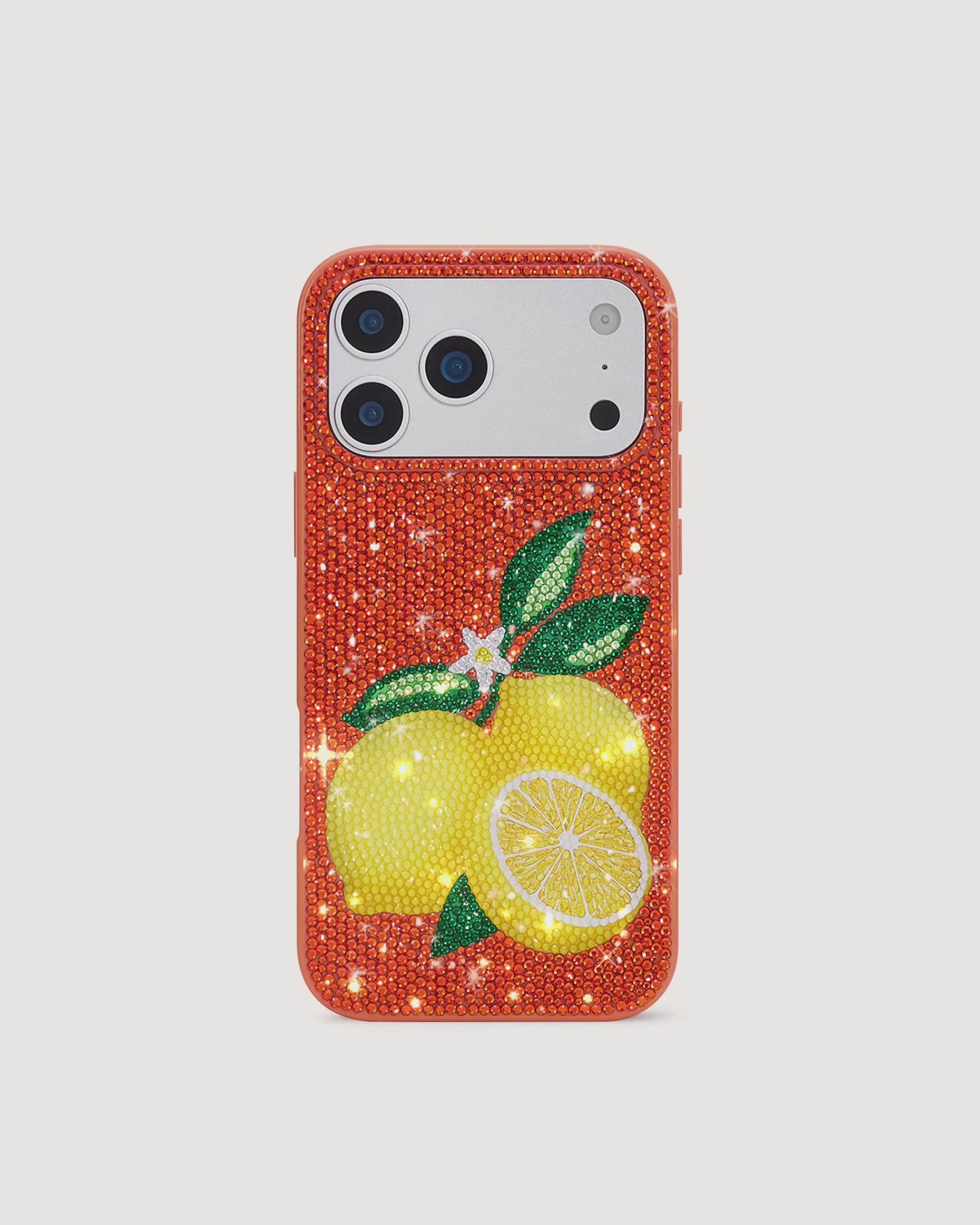 jwpei iPhone 15proMax ケース Lemon Artificial Crystal Phone Case - Orange | JW PEI