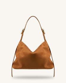 Sienna Faux Suede Hobo Bag - Brown