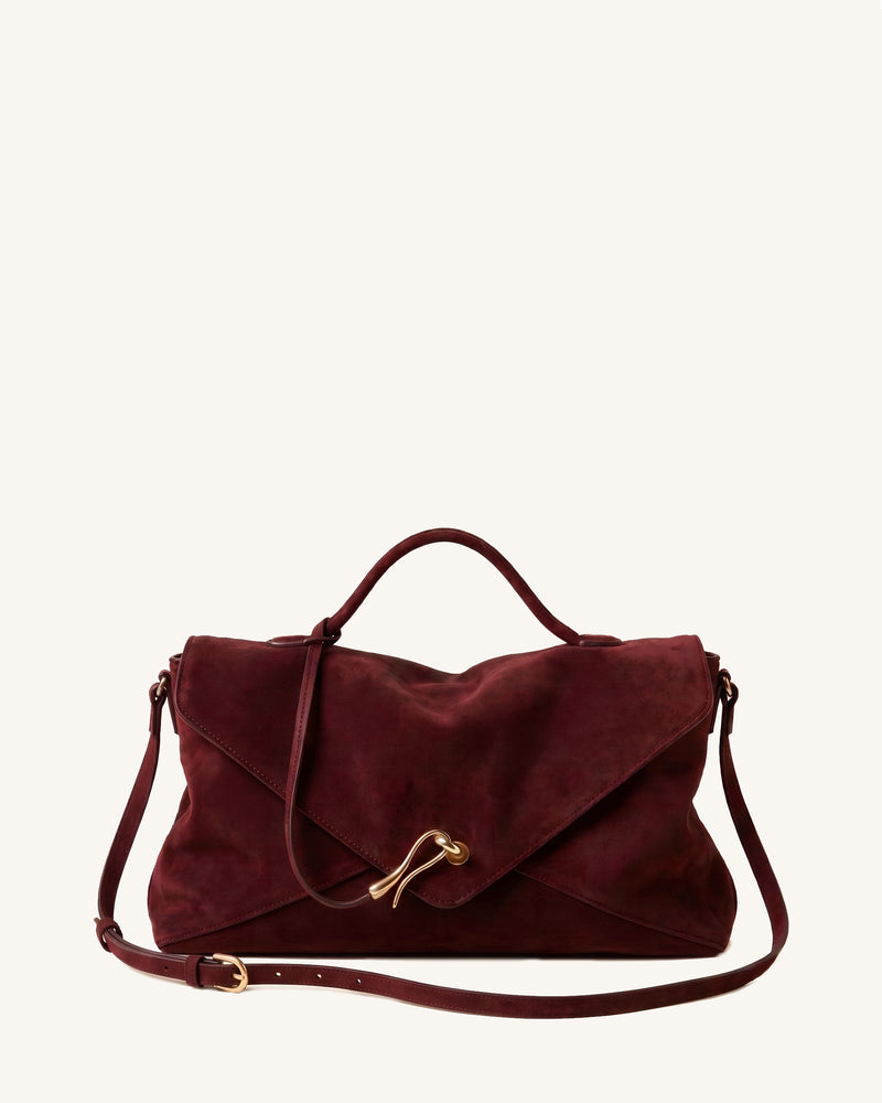 Celeste Envelope Flap Satchel Bag - Burgundy