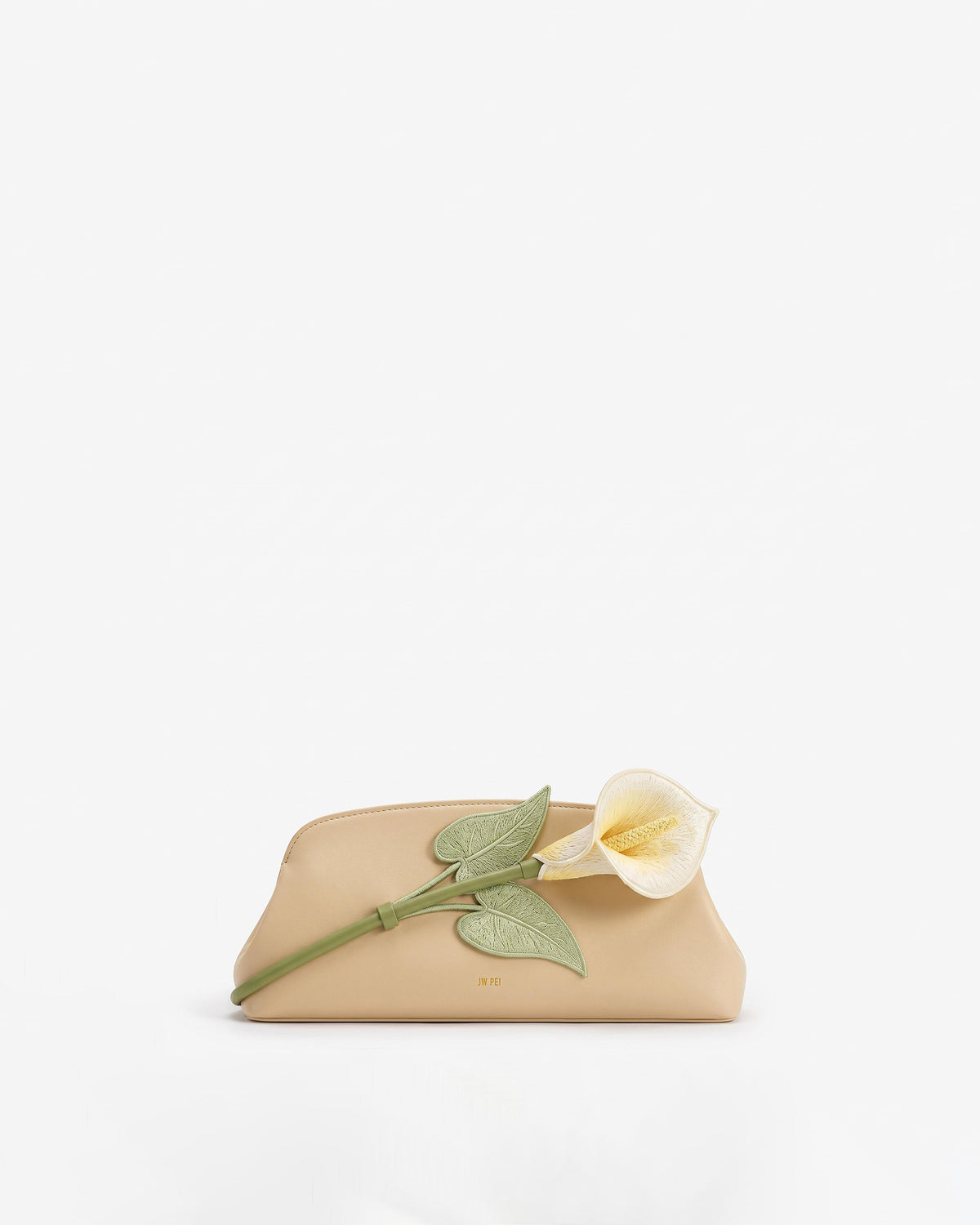 Calla Lily 3D Embroidered Clutch - Beige
