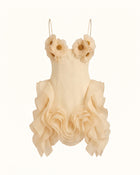 Poppy Embroidered Ruched Ruffle Mini Dress - Ivory