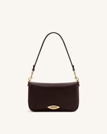 Sofia Classic Flap Shoulder Bag - Dark Brown